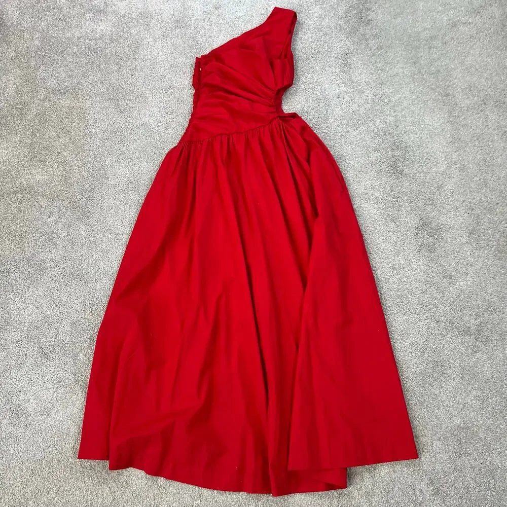 Abercrombie and Fitch Red Cutout Waist One Shoulder Dress (Sz XS)
